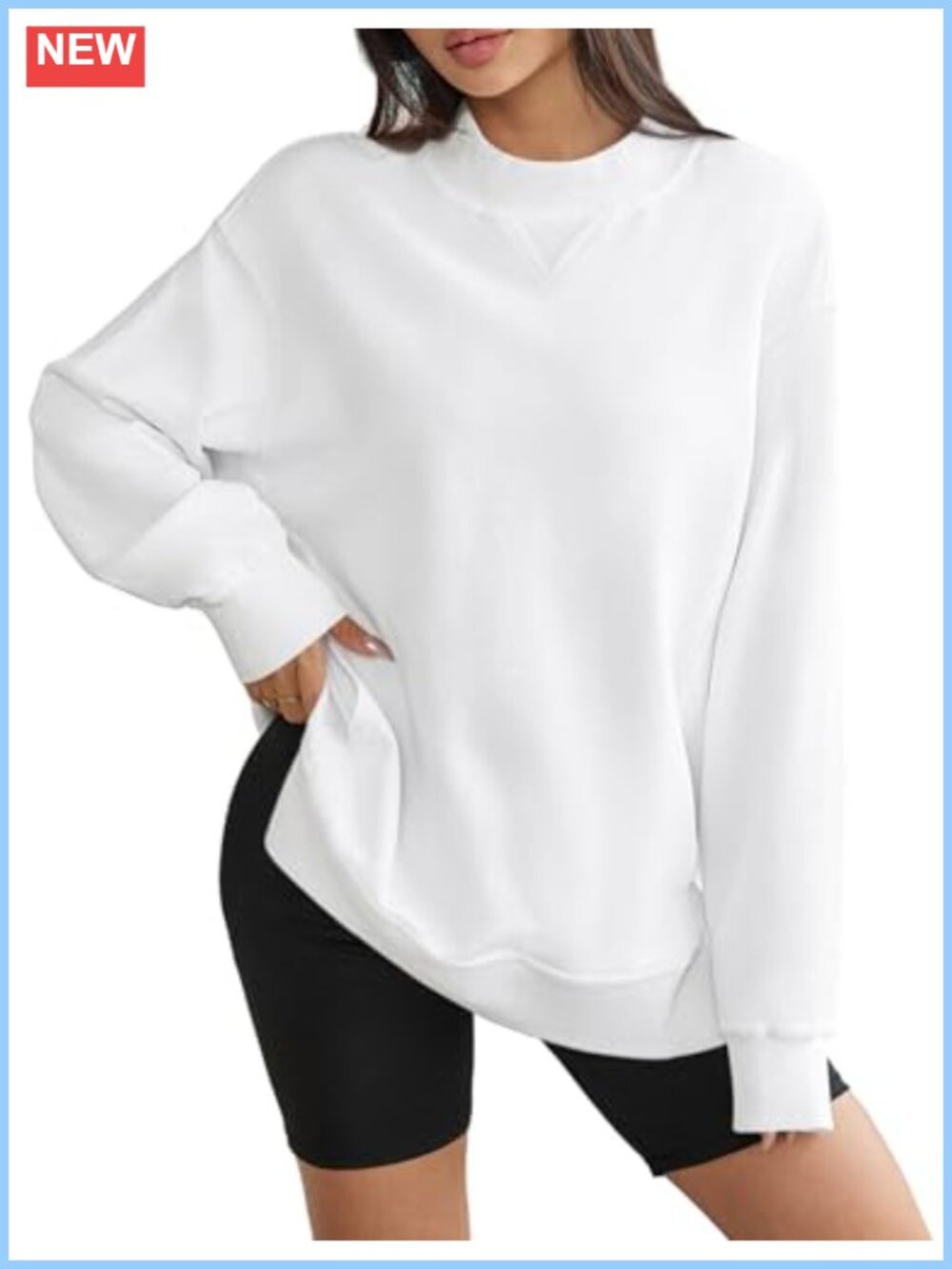 Oversized Mock Neck Sweatshirt Tunic Pullover with Pocket